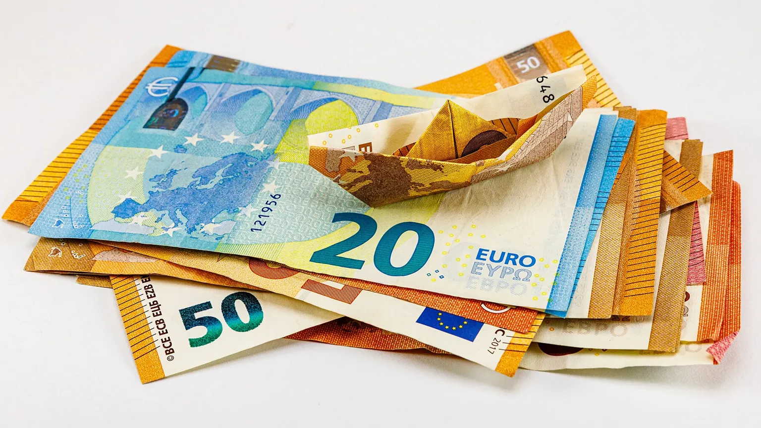 Euro banknotes fanned out