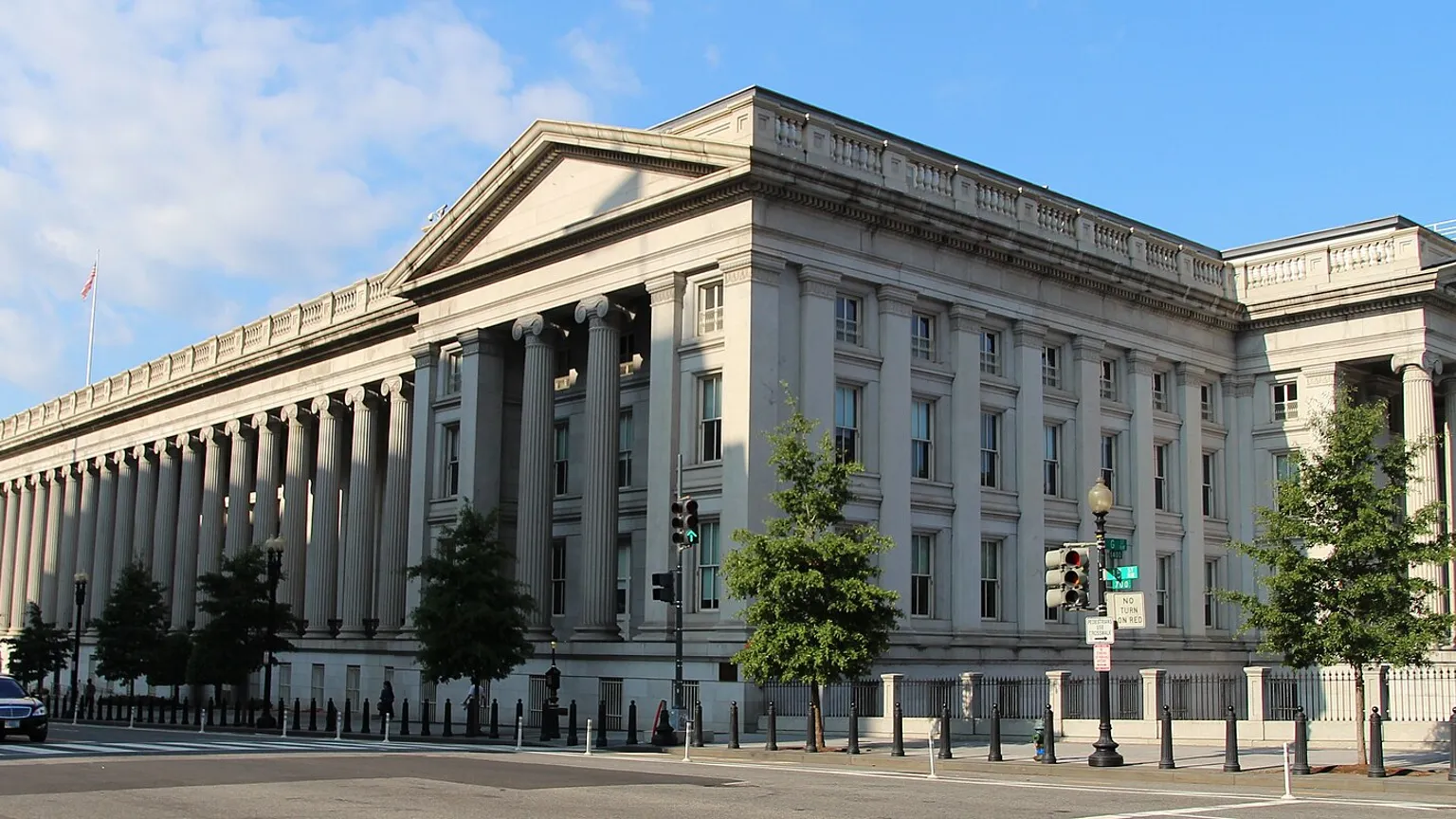 The US Treasury Department building in Washington